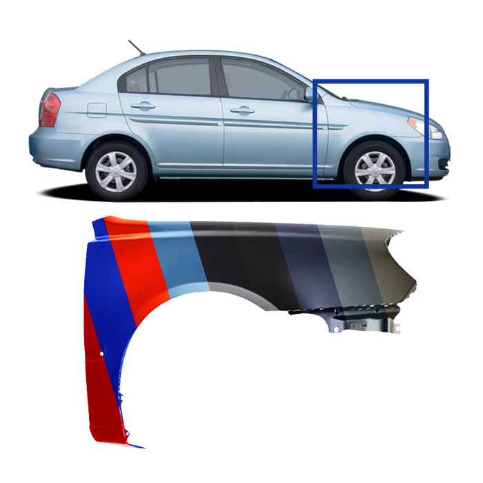 Hyundai Accent Hatchback/Sedan CAPA Certified Passenger Side Fender Without Moulding Holes - HY1241132C