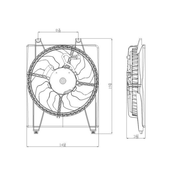 Hyundai Santa Fe Engine Cooling Fan Assembly Right Side W/O Towing Package 2.7L V6 - HY3115116