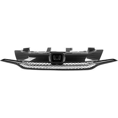 Honda Civic Coupe OEM Grille Matte-Dk Gray With Chrome Moulding Exclude Si - 71120TS8A51