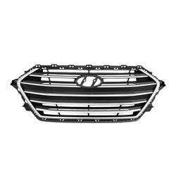 Hyundai Elantra Sedan CAPA Certified Grille Black With Silver Bars/Silver Frame For USA Manufactured Models - HY1200204C