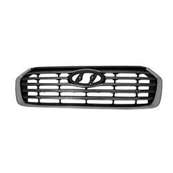 2017-2019 Hyundai Santa Fe Grille Black With Satin Chrome Bars/Frame Use Without Camera - HY1200199-Partify-Painted-Replacement-Body-Parts