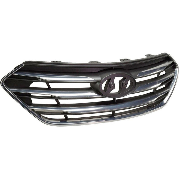 2017-2018 Hyundai Santa Fe Sport Grille Silver With Chrome Moulding Without Camera Sport - HY1200201-Partify-Painted-Replacement-Body-Parts