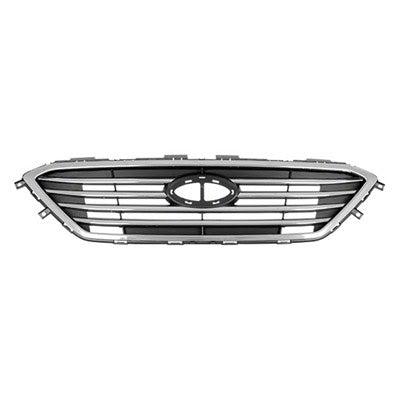 Hyundai Sonata CAPA Certified Grille With Chrome Frame 4 Bars Painted Silver Gray Without Sport Package/Auto Cruise - HY1200174C