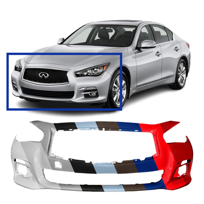 Infiniti Q50 OEM Front Bumper Without Sport Package & Without Sensor Holes - 620224HB0H