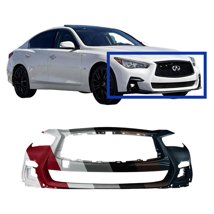 Infiniti Q50 CAPA Certified Front Bumper Sport & Without Sensor Holes - IN1000282C