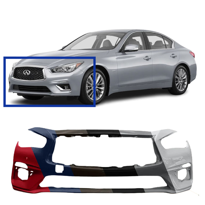 Infiniti Q50 CAPA Certified Front Bumper Non Sport & With Sensor Holes - IN1000285C