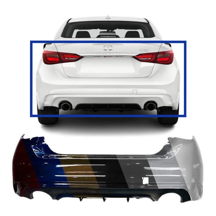 Infiniti Q50 CAPA Certified Rear Bumper Without Sensor Holes - IN1100175C