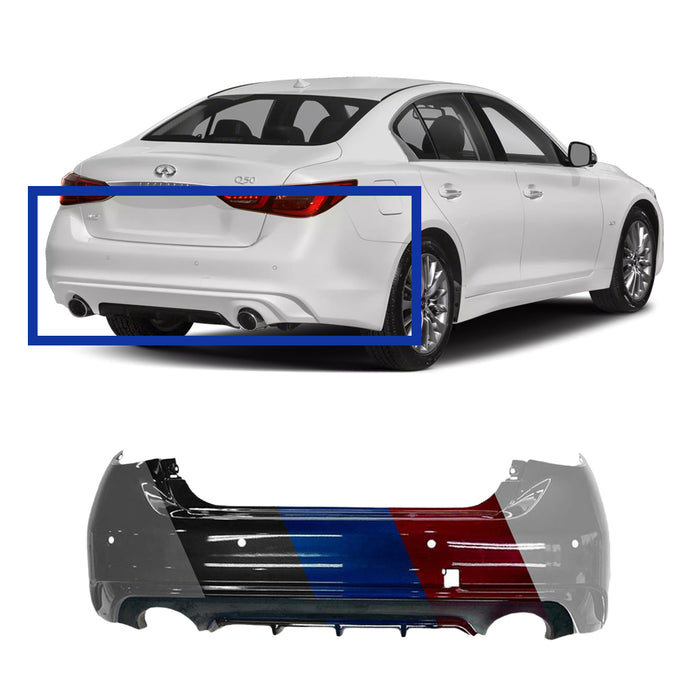 Infiniti Q50 Rear Bumper With Sensor Holes - IN1100176