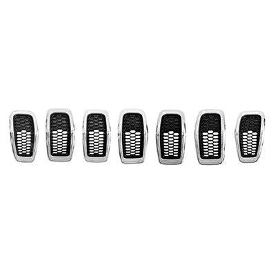 Parrilla negra mate con molduras cromadas para Jeep Cherokee (certificada por CAPA, 7 piezas) - CH1200375C