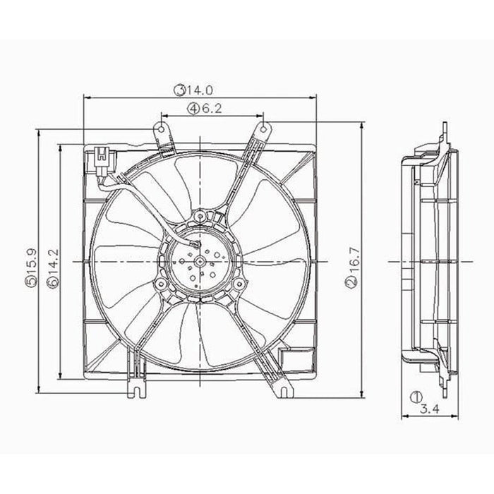 Kia Sephia/Spectra CAPA Certified Engine Cooling Fan Assembly Includes Motor/Blade/Shroud - KI3115105C