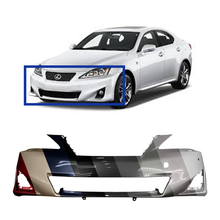 Lexus IS 250/350 CAPA Certified Front Bumper With Sensor Holes & With Headlight Washer Holes - LX1000216C