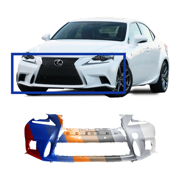 Lexus IS F-Sport OEM Front Bumper Without Sensor Holes & With Headlight Washer Holes - 521195E907