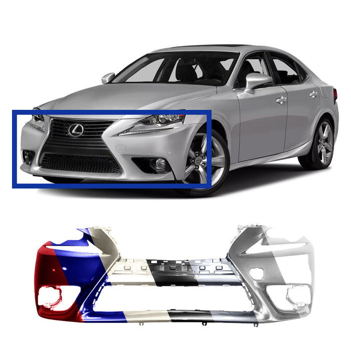 Lexus IS Non F-Sport OEM Front Bumper Without Sensor Holes & Without Headlight Washer Holes - 521195E904