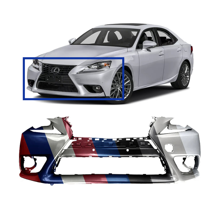 Lexus IS Non F-Sport CAPA Certified Front Bumper With Sensor Holes & Without Headlight Washer Holes - LX1000263C