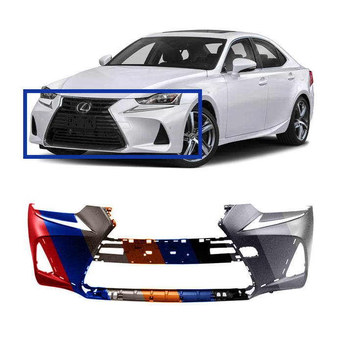 Lexus IS F-Sport CAPA Certified Front Bumper Without Sensor Holes & Without Headlight Washer Holes - LX1000333C