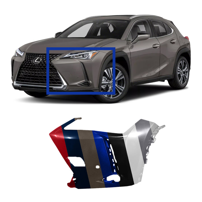 Lexus UX Non F-Sport CAPA Certified Front Driver Side Bumper End With Sensor Holes & Without Headlight Washer Hole - LX1016104C