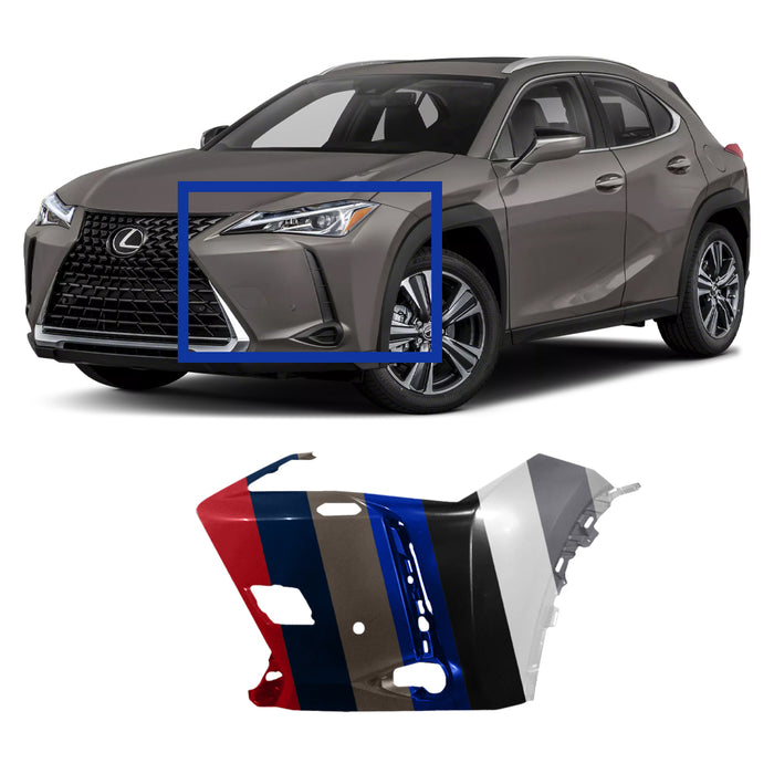 Lexus UX Non F-Sport Driver Side OEM Front Bumper End With Sensor Holes & With Headlight Washer Hole - 5211376906