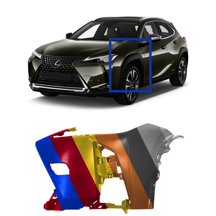 Lexus UX F-Sport Driver Side CAPA Certified Front Bumper End Without Sensor Holes & With Headlight Washer Hole - LX1016107C