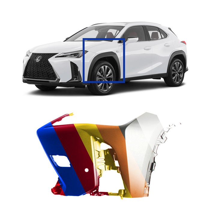 Lexus UX200 F-Sport Driver Side Front Bumper End With Sensor Holes & Without Headlight Washer Hole - LX1016108