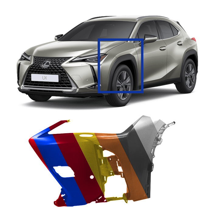 Lexus UX F-Sport Driver Side CAPA Certified Front Bumper End With Sensor Holes & Without Headlight Washer Hole - LX1016109C