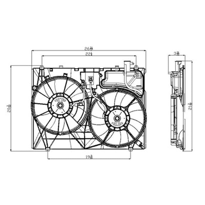Lexus RX350 Engine Cooling Fan Assembly Motor/Blade/Shroud Dual Fan Assembly - LX3115114