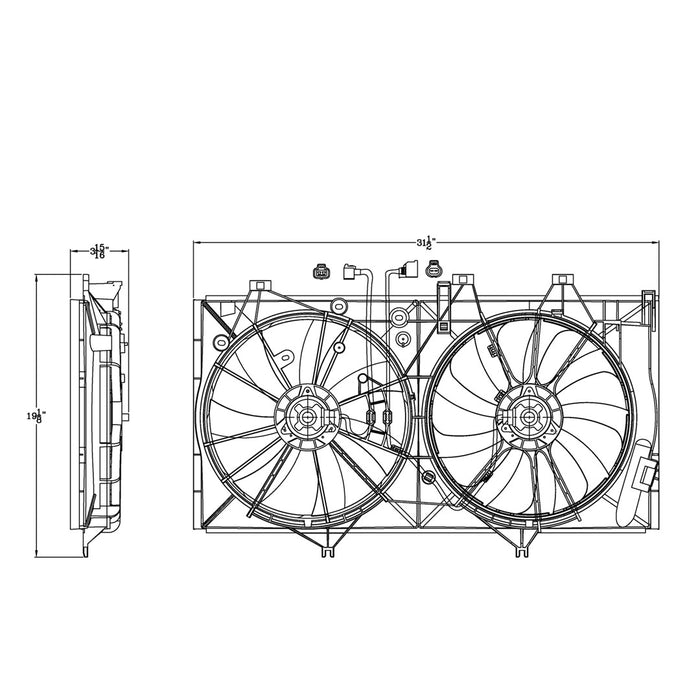 Lexus ES350 Engine Cooling Fan Assembly Japan Built Motor/Blade/Shroud Dual Fan Assy - LX3115129