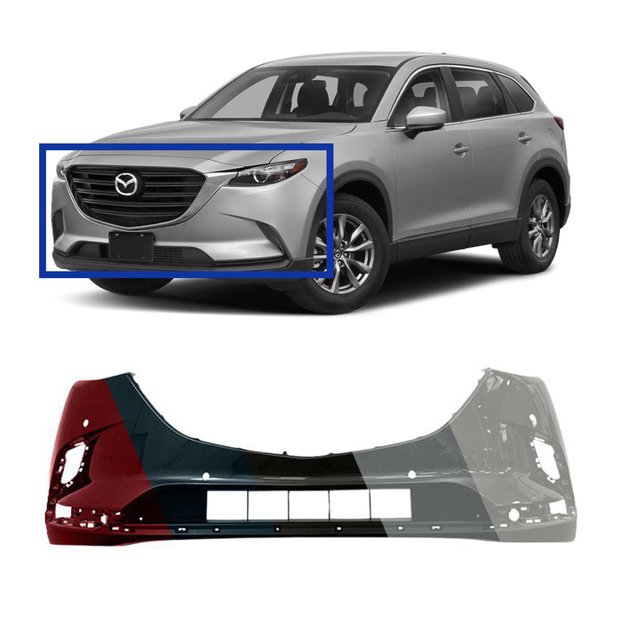 Mazda CX-9 CAPA Certified Front Bumper With Sensor Holes - MA1000251C