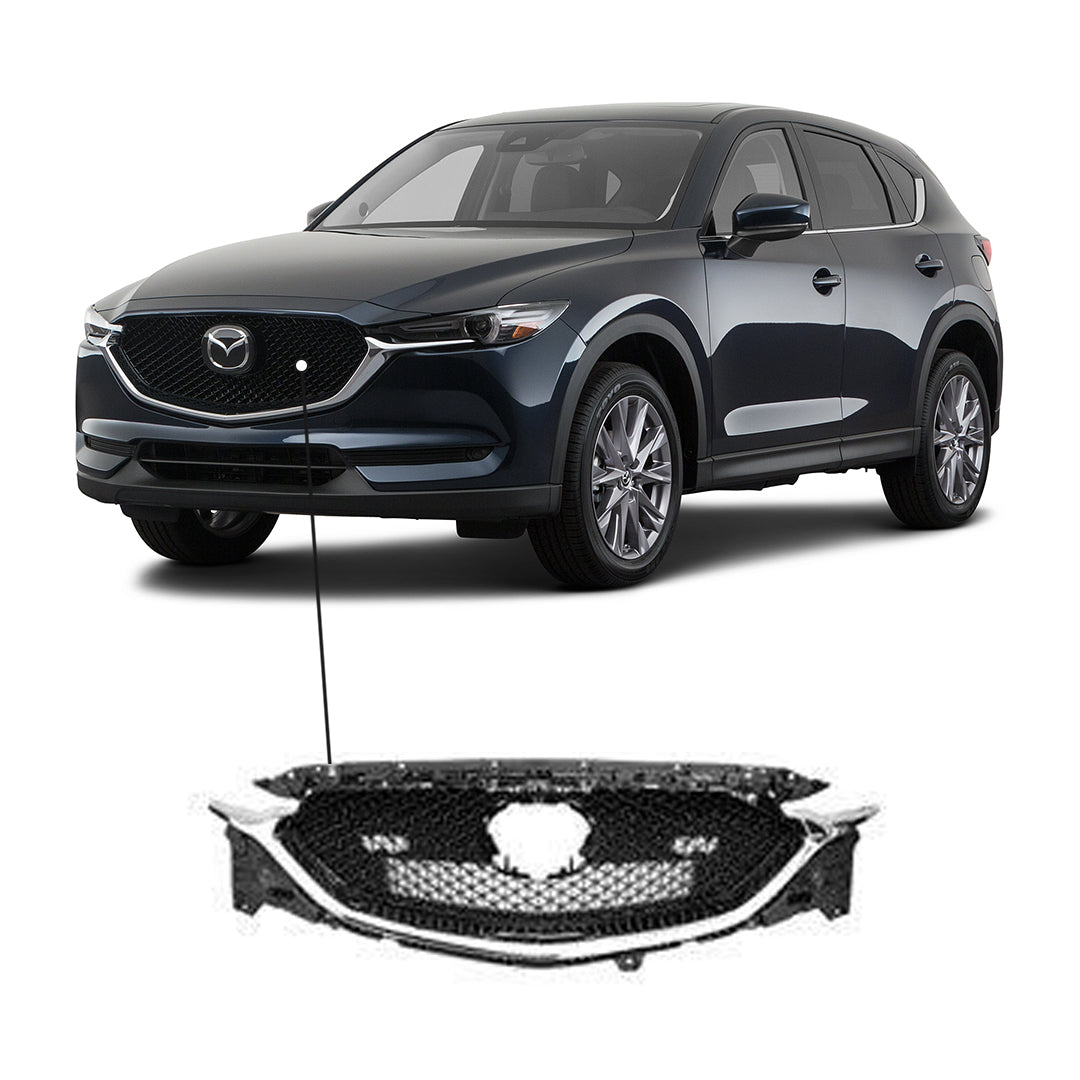 2017-2021 Mazda CX5 Grille Painted Black Mesh With Lower Chrome