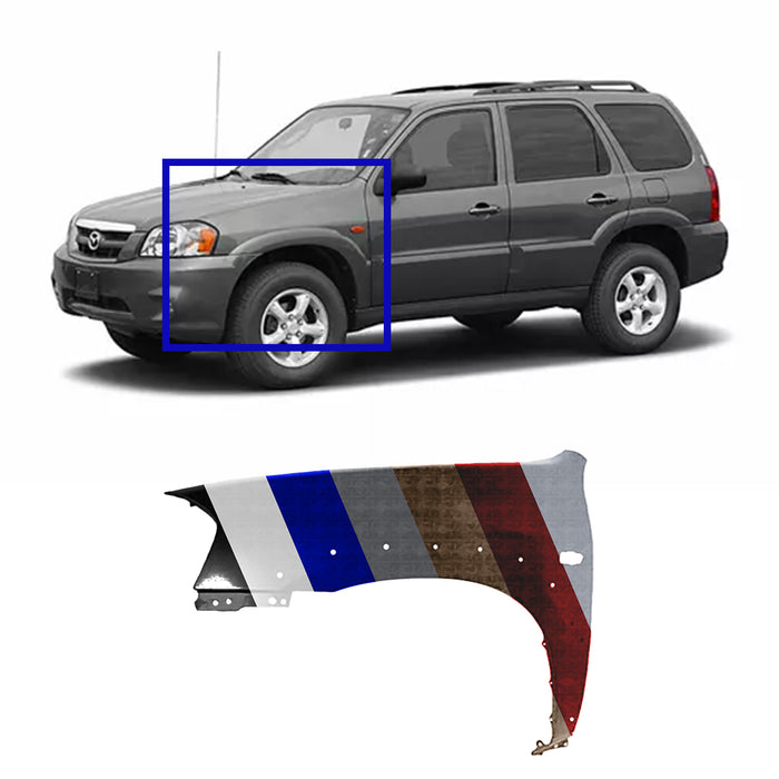 Mazda Tribute CAPA Certified Driver Side Fender With Molding Holes - MA1240145C