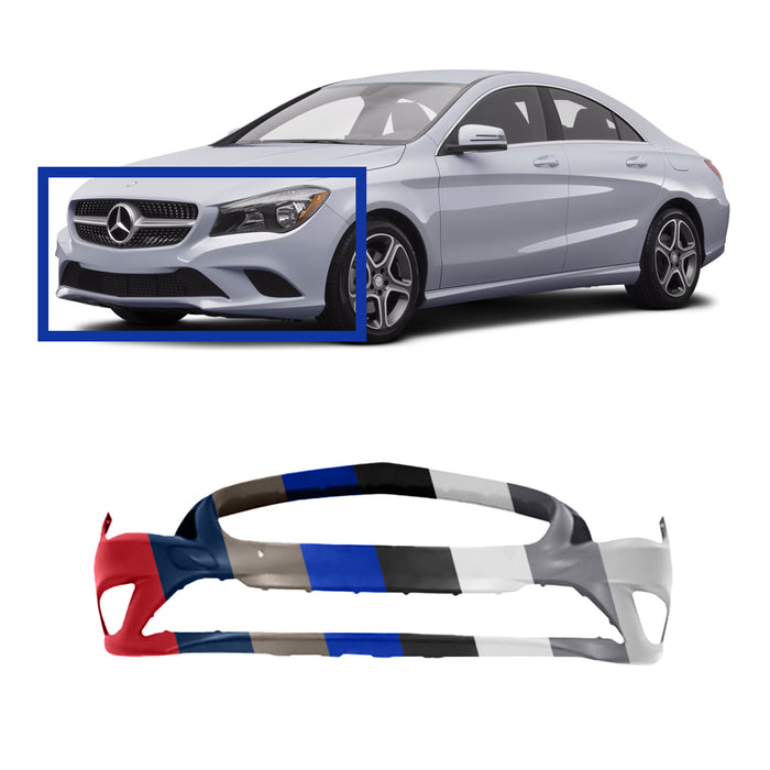 Mercedes-Benz CLA CAPA Certified Front Bumper Without AMG Package & Without Sensor Holes & Without Headlight Washer Holes - MB1000440C