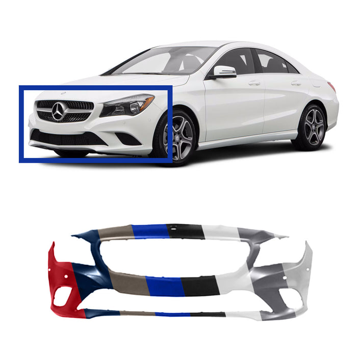 Mercedes-Benz CLA CAPA Certified Front Bumper Without AMG Package & With Sensor Holes & Without Headlight Washer Holes - MB1000441C