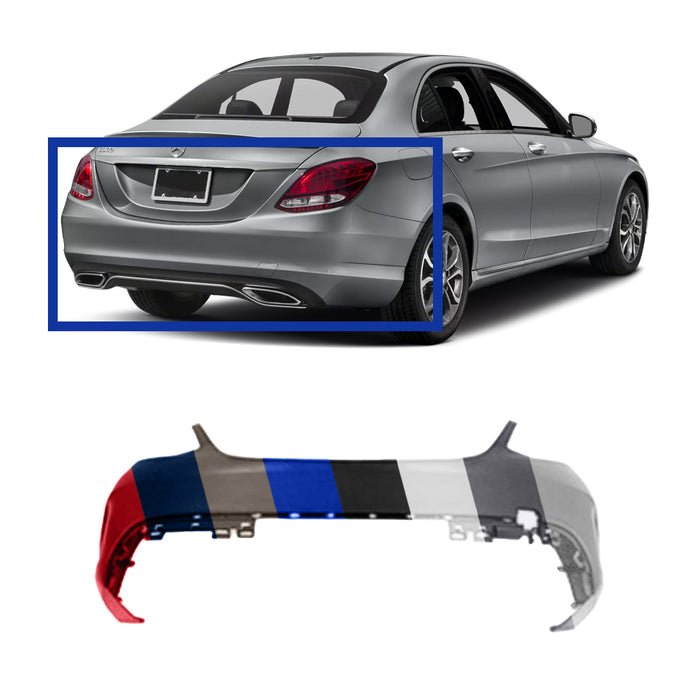 Mercedes-Benz C300 CAPA Certified Rear Bumper Without Sensor Holes - MB1100367C