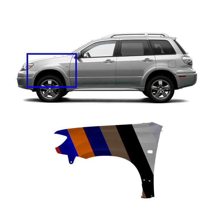 Mitsubishi Outlander CAPA Certified Driver Side Fender Without Fender Flare Holes - MI1240155C