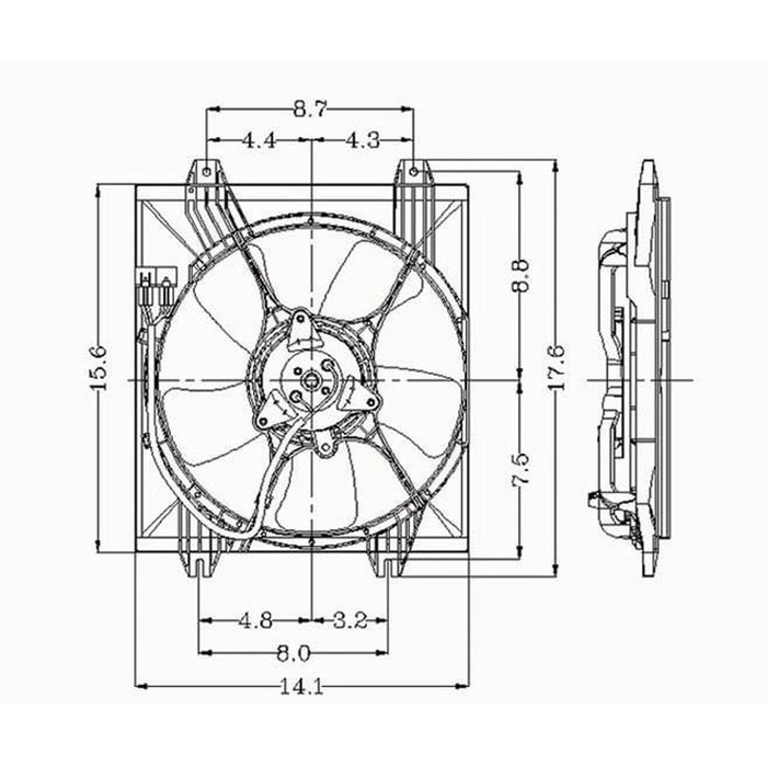 Mitsubishi Galant DE/ES/LS A/C Condenser Fan Assembly Includes Motor/Blade/Shroud - MI3113108