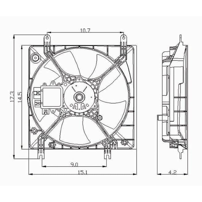 Mitsubishi Galant Engine Cooling Fan Assembly Includes Motor/Blade/Shroud 2.4L L4/3L V6 - MI3115104