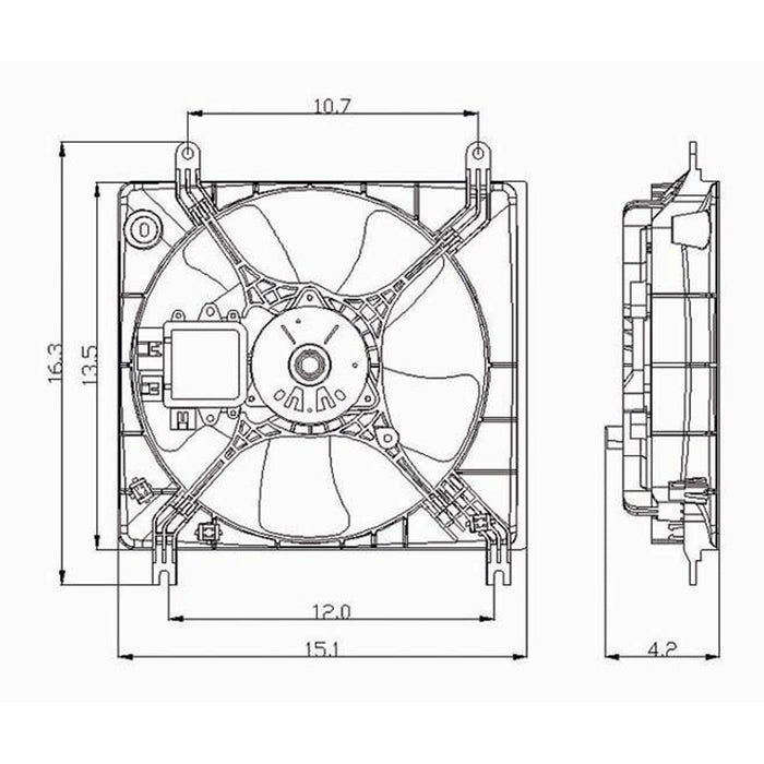 Chrysler Sebring/Dodge Stratus/Mitsubishi Eclipse Engine Cooling Fan Assembly 2.4L L4/3L V6 2 Door Coupe - MI3115107