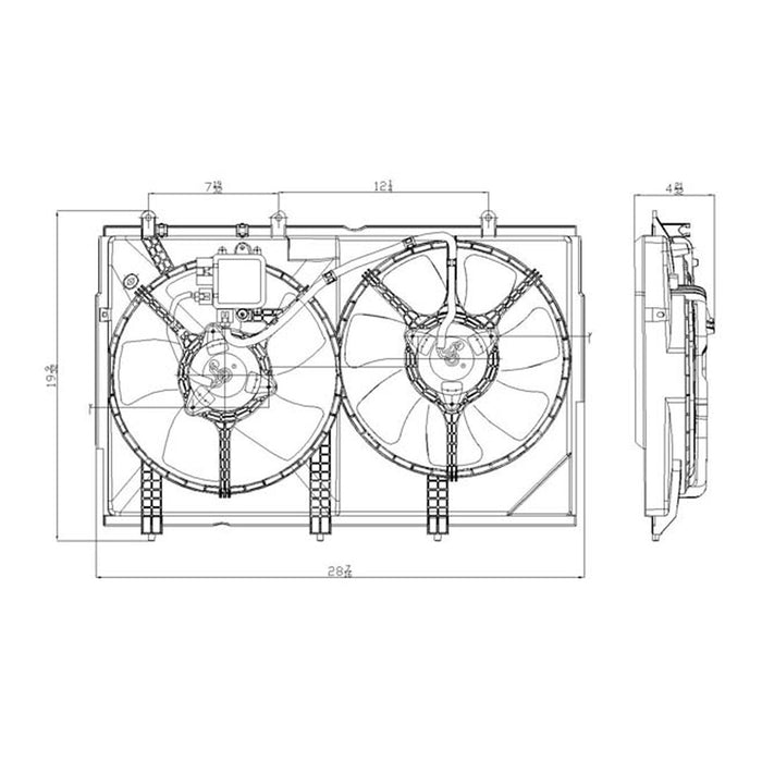 Mitsubishi Outlander Engine Cooling Fan Assembly Dual Fan Assembly W/Control Unit - MI3115143