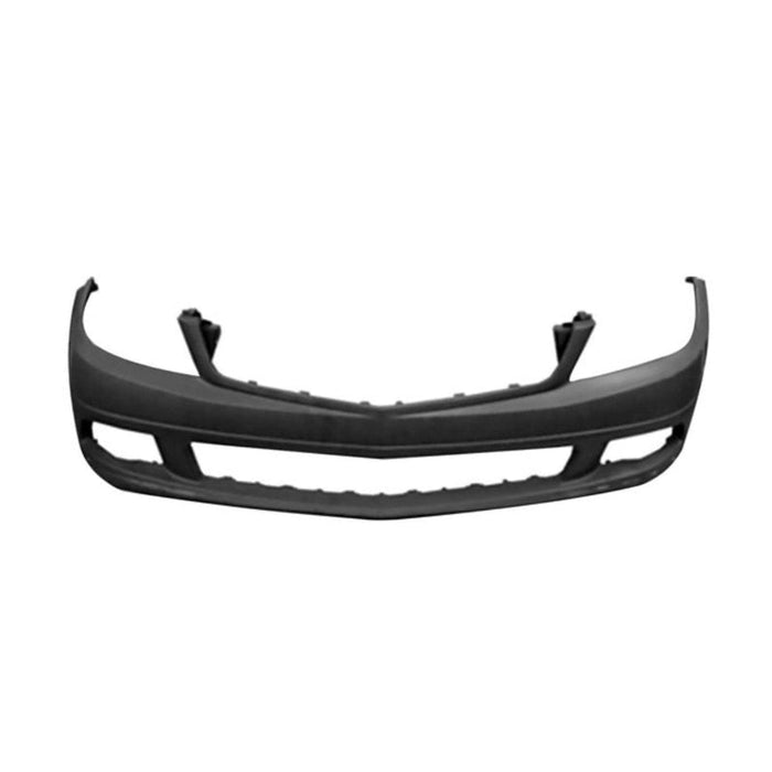 Mercedes C250/C300 CAPA Certified Front Bumper Without Headlight Washer Holes & Without Sensor Holes & With Chrome Insert Holes - MB1000298C