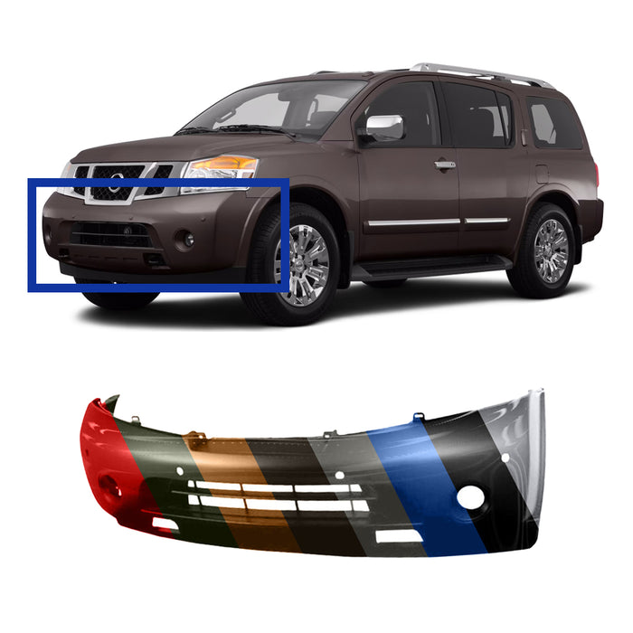 Nissan Armada CAPA Certified Front Bumper With Sensor Holes - NI1000253C