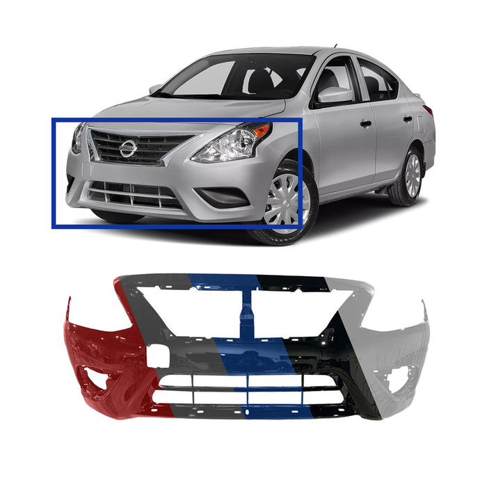 Nissan Versa Sedan OEM Front Bumper With Chrome Molding - FBM229KM1J