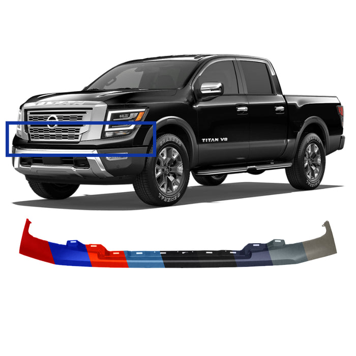 Nissan Titan Non-Platinum/Non-Pro-4X OEM Front Upper Bumper With Molding Holes - 620239FV1H