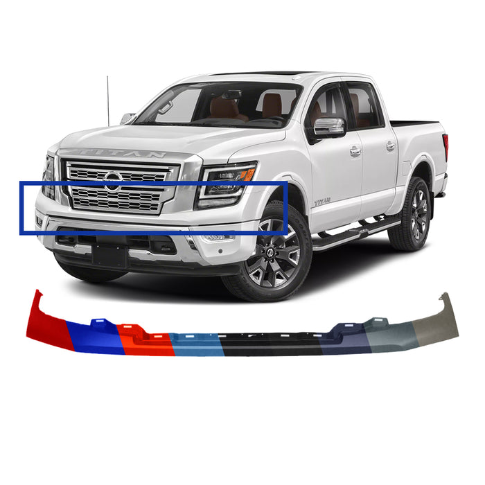 Nissan Titan XD Non-Platinum/Non-Pro-4X OEM Front Upper Bumper With Molding Holes - 620239FV3H