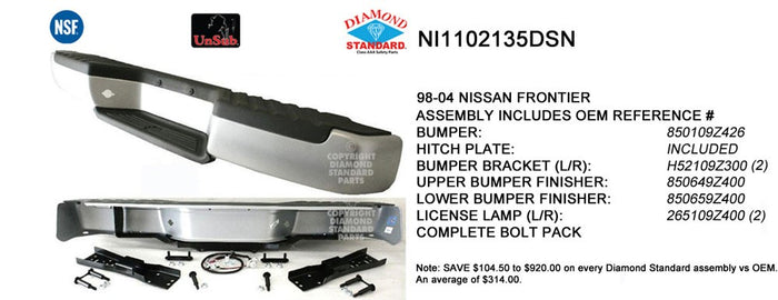 Nissan Frontier Rear Bumper Face Bar Includes Brackets & Pads - NI1102135