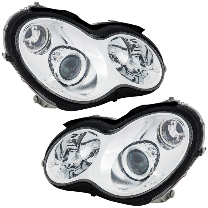 Mercedes-Benz C230/C240/C280/C320/C350 Headlight Set Halogen Clear Lens Projector Type Performance Set - MB2505109