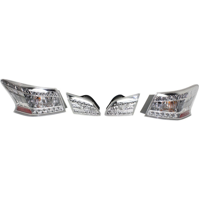 Nissan Sentra Tail Light Set Led Clear Lens/Chrome Bezel 4 Pcs Set - NI2811157