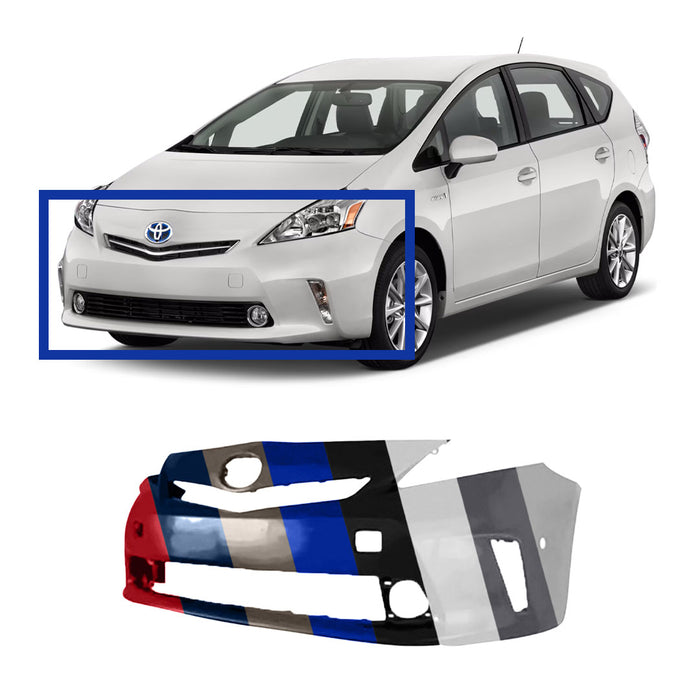 Toyota Prius V OEM Front Bumper Without Headlight Washer Holes & With Sensor Holes - 5211947926