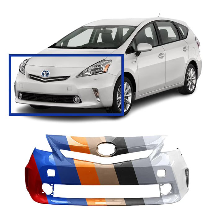 Toyota Prius V Front Bumper With Headlight Washer Holes & Without Sensor Holes - TO1000390