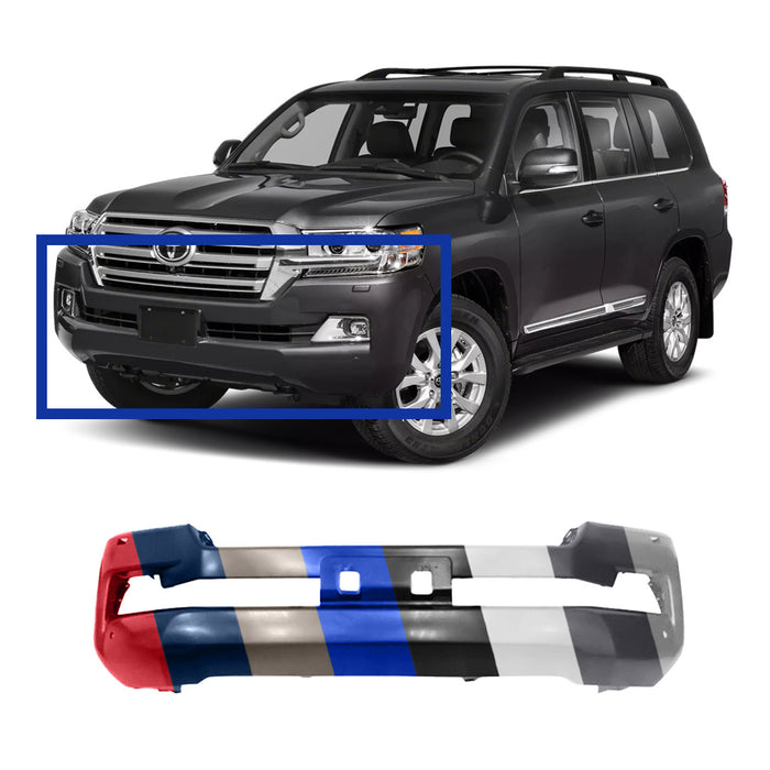 Toyota Land Cruiser CAPA Certified Front Bumper With Sensor Holes & With Headlight Washer Holes - TO1000420C