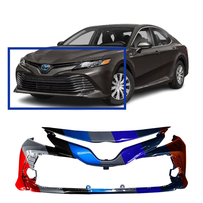 Toyota Camry L/LE/XLE/Hybrid Front Bumper With Sensor Holes & Without Bird's Eye View - TO1000432