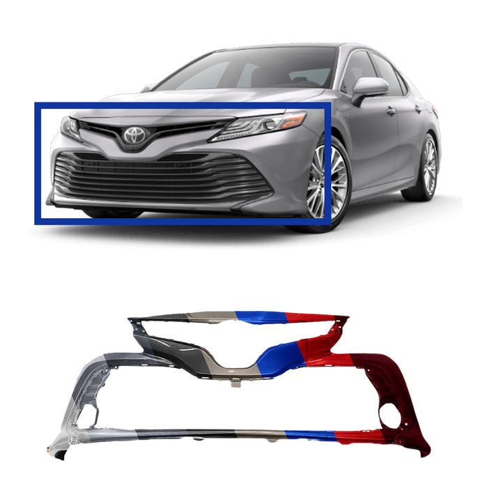 Toyota Camry L/LE/XLE/Hybrid CAPA Certified Front Bumper Without Sensor Holes & Without Bird's Eye View - TO1000438C